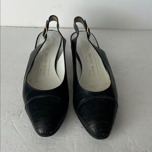 Bruno Magli Women's Black Woven Slingback Heels